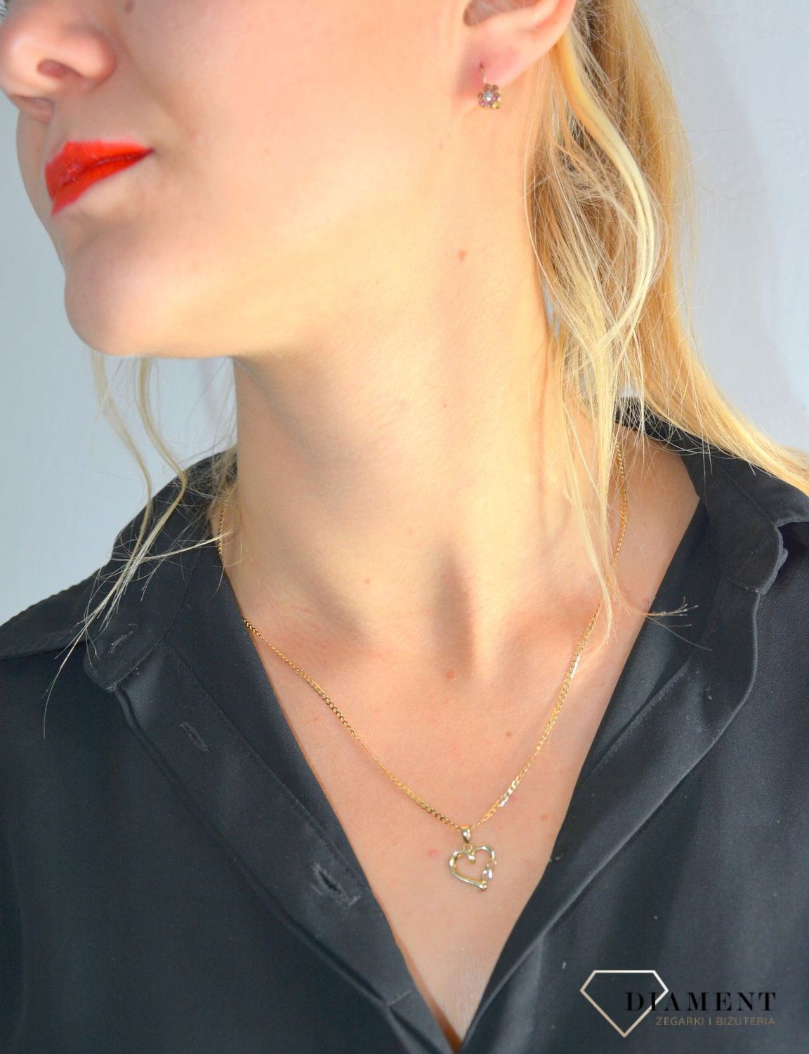 Złota zawieszka serce ze znakiem nieskończoności  ZA 2851B.jpg